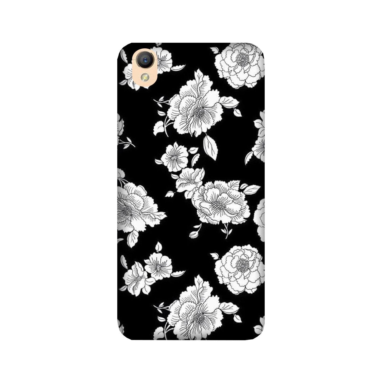 White flowers Black Background Case for Oppo A37