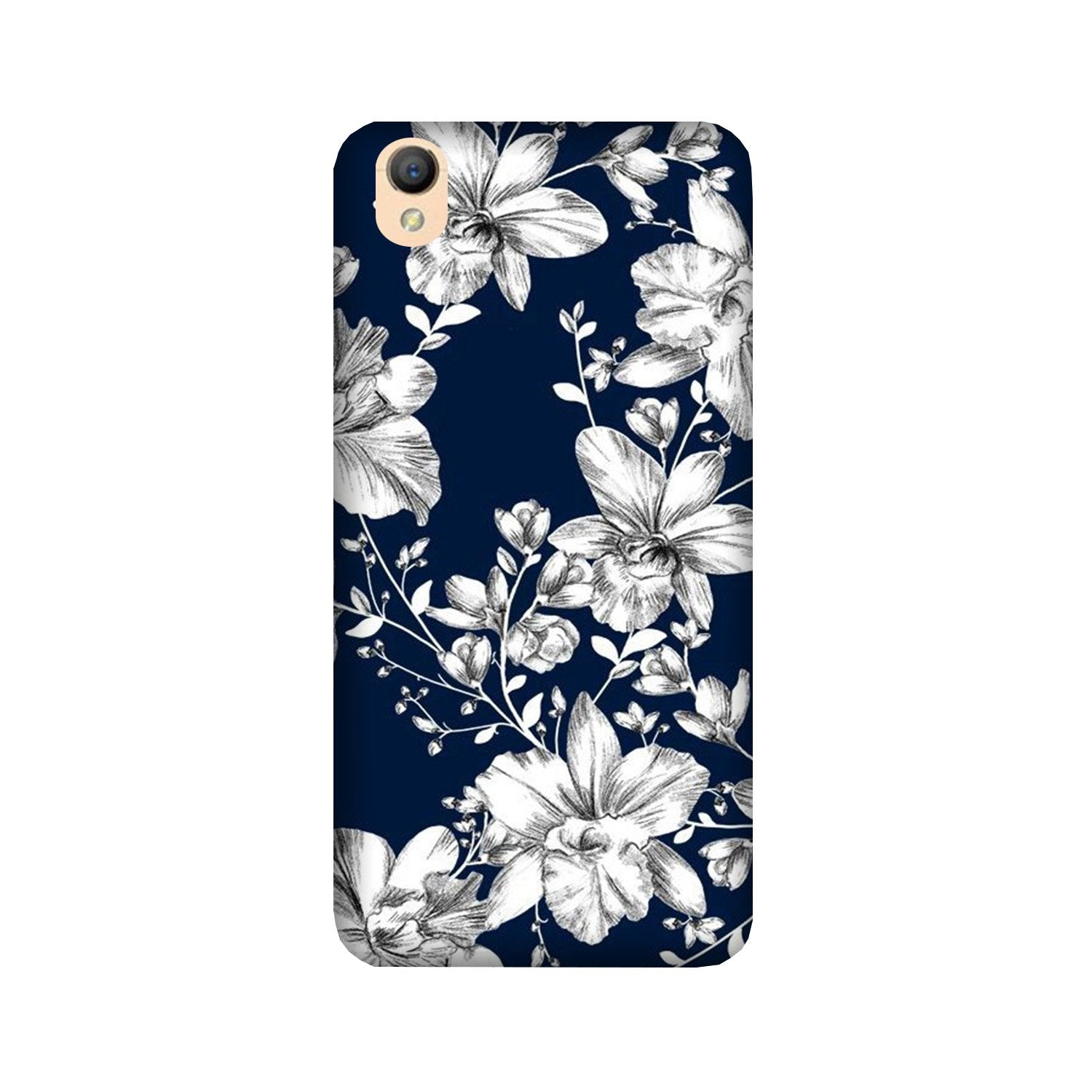 White flowers Blue Background Case for Oppo A37