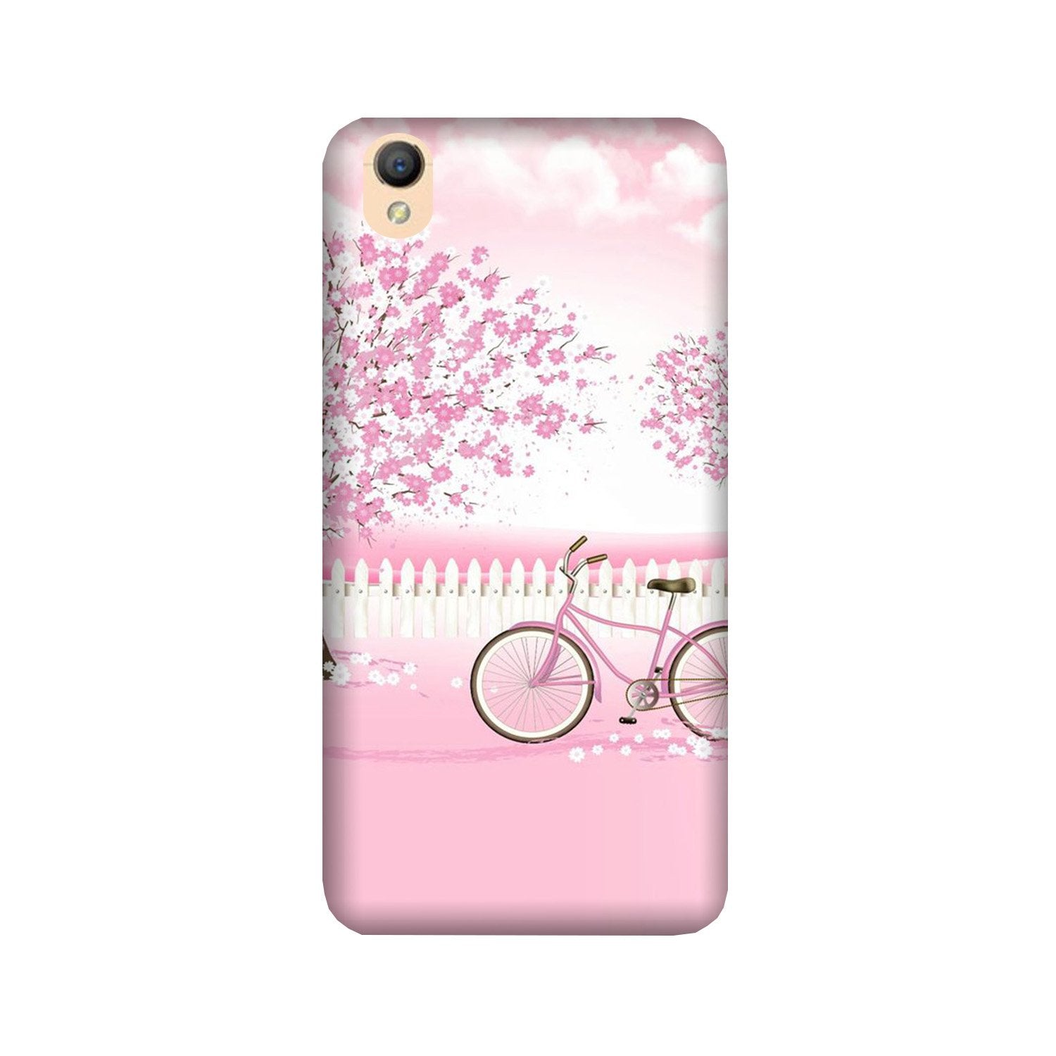 Pink Flowers Cycle Case for Oppo A37(Design - 102)