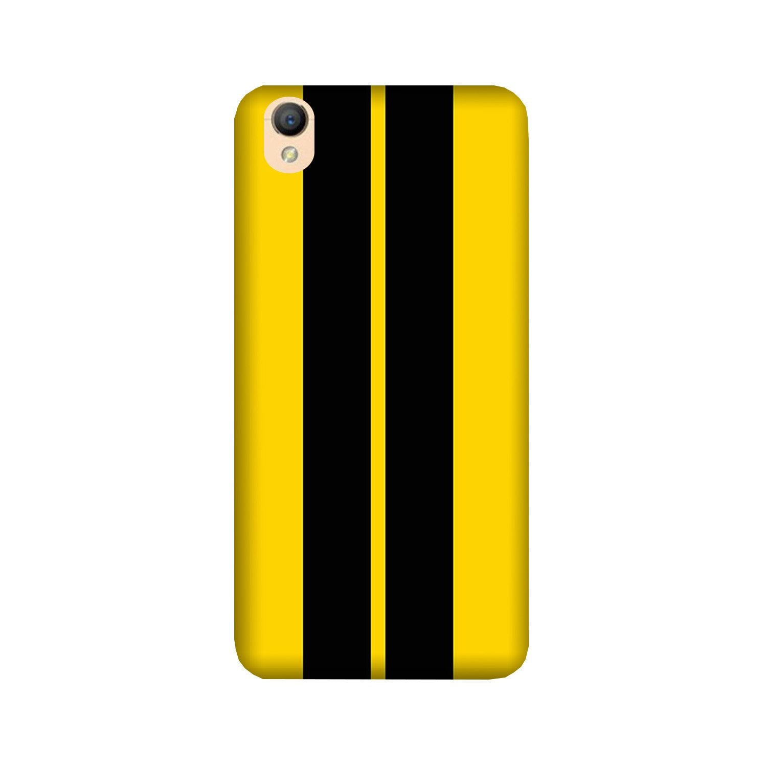 Black Yellow Pattern Mobile Back Case for Oppo A37  (Design - 377)