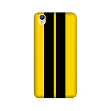 Black Yellow Pattern Mobile Back Case for Oppo A37  (Design - 377)
