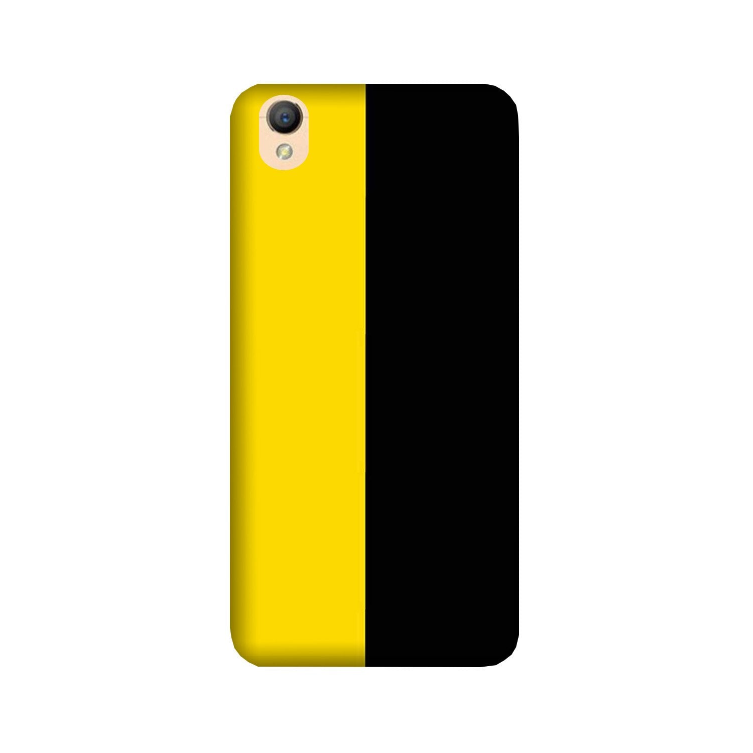 Black Yellow Pattern Mobile Back Case for Oppo A37  (Design - 397)