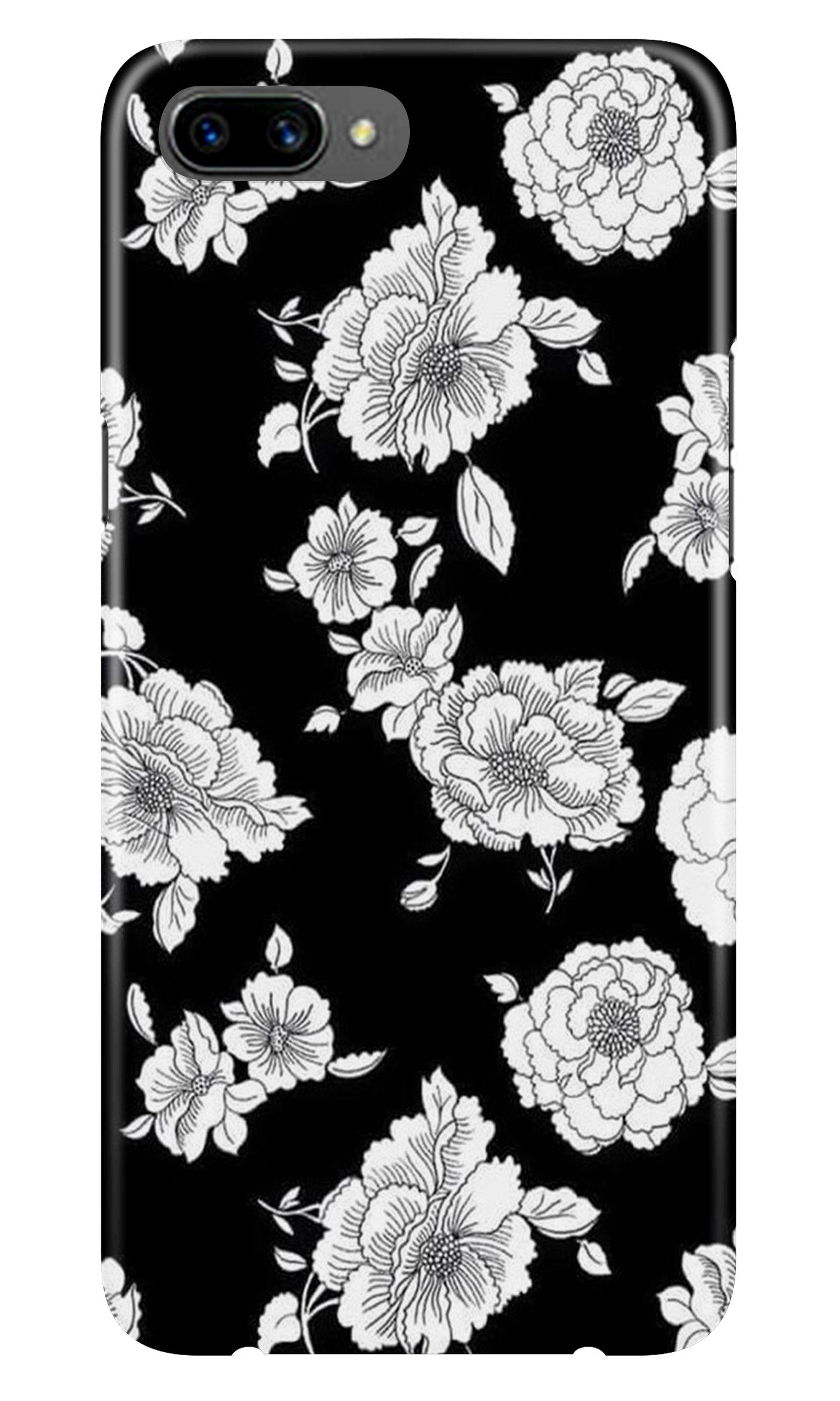 White flowers Black Background Case for Realme C2