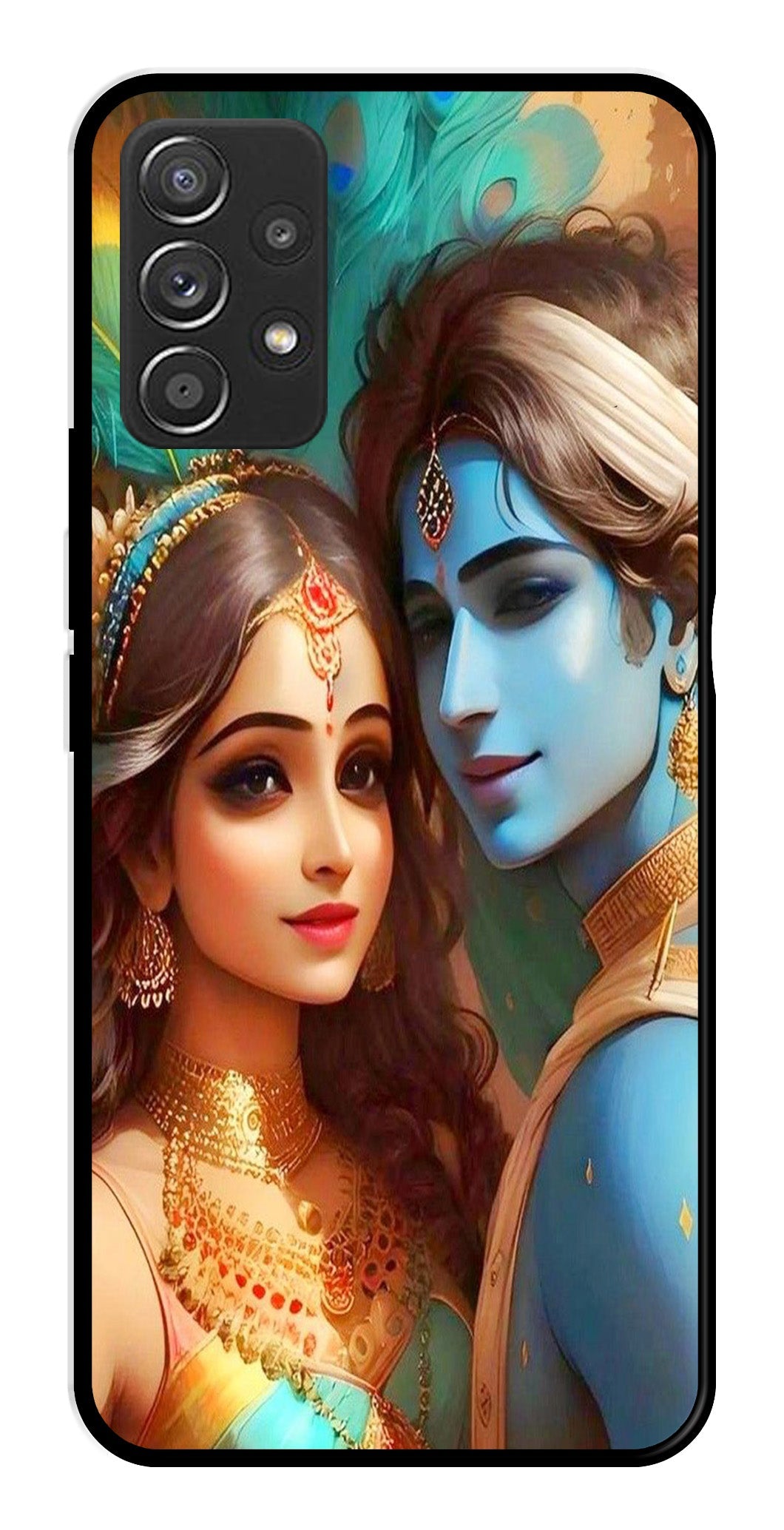 Lord Radha Krishna Metal Mobile Case for Samsung Galaxy A52 4G   (Design No -01)