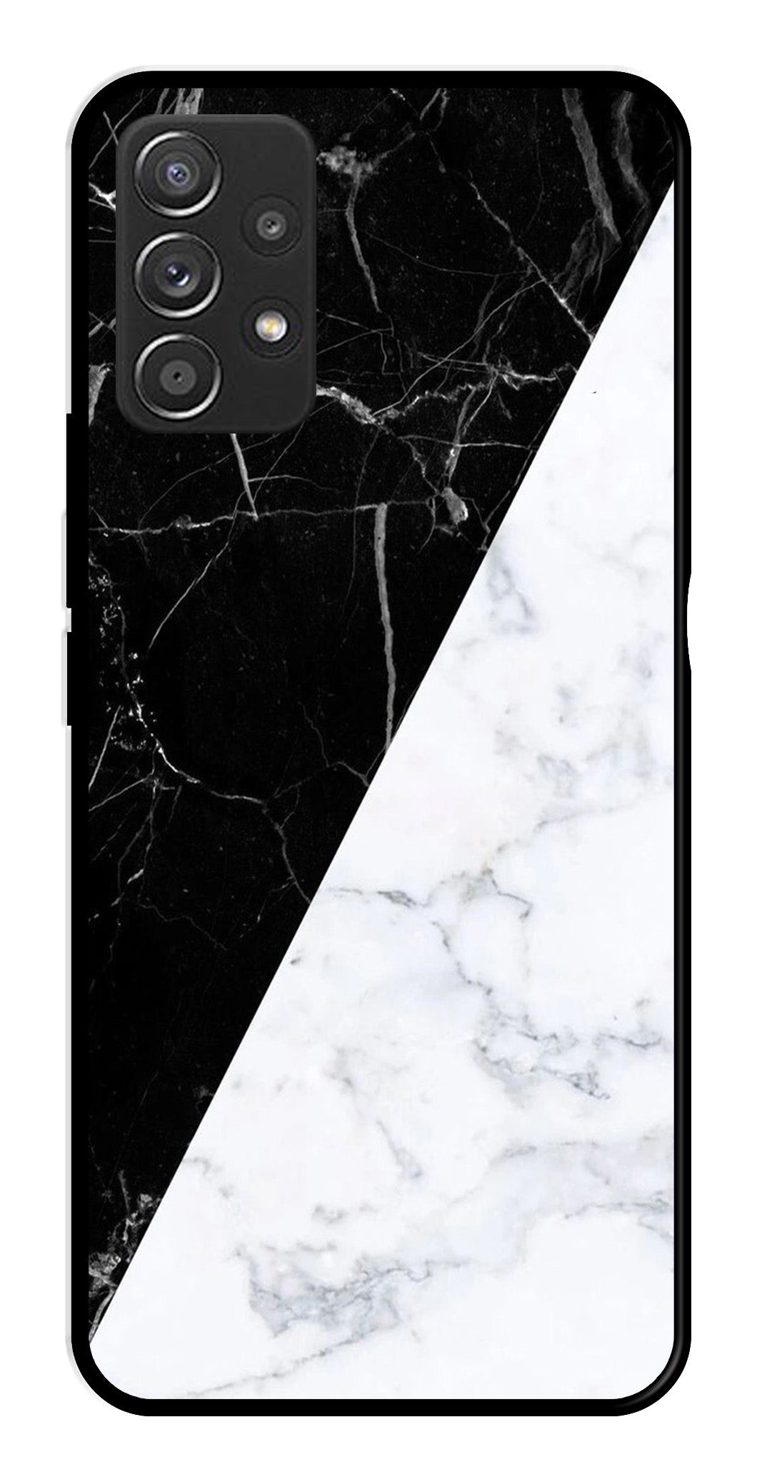 Black White Marble Design Metal Mobile Case for Samsung Galaxy A52 4G   (Design No -09)