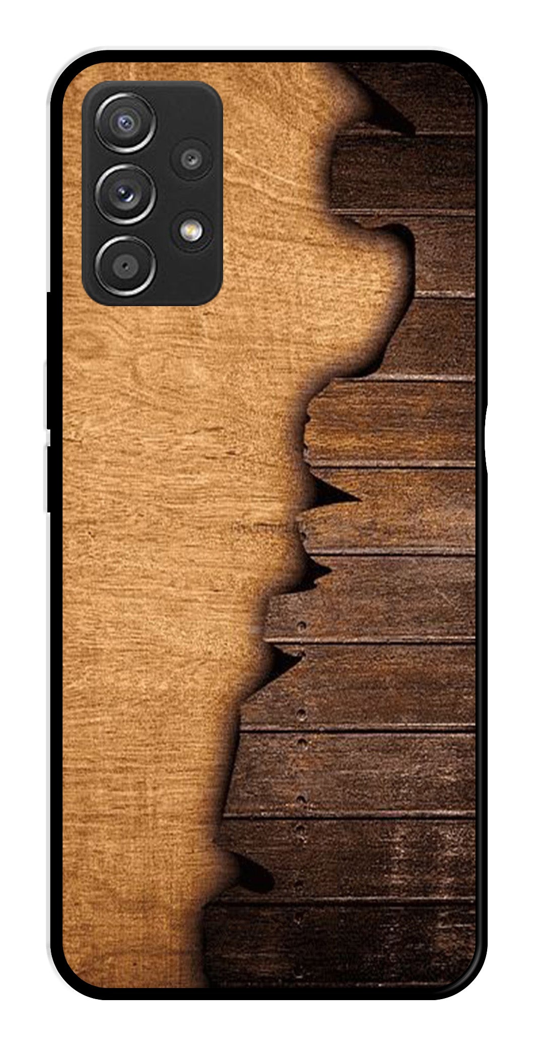 Wooden Design Metal Mobile Case for Samsung Galaxy A52 4G   (Design No -13)