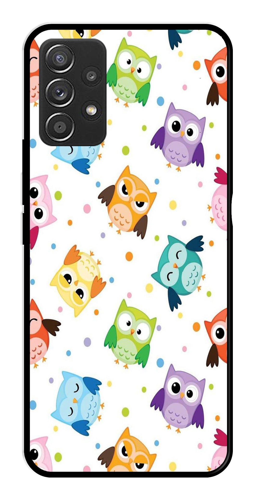 Owls Pattern Metal Mobile Case for Samsung Galaxy A52 4G   (Design No -20)