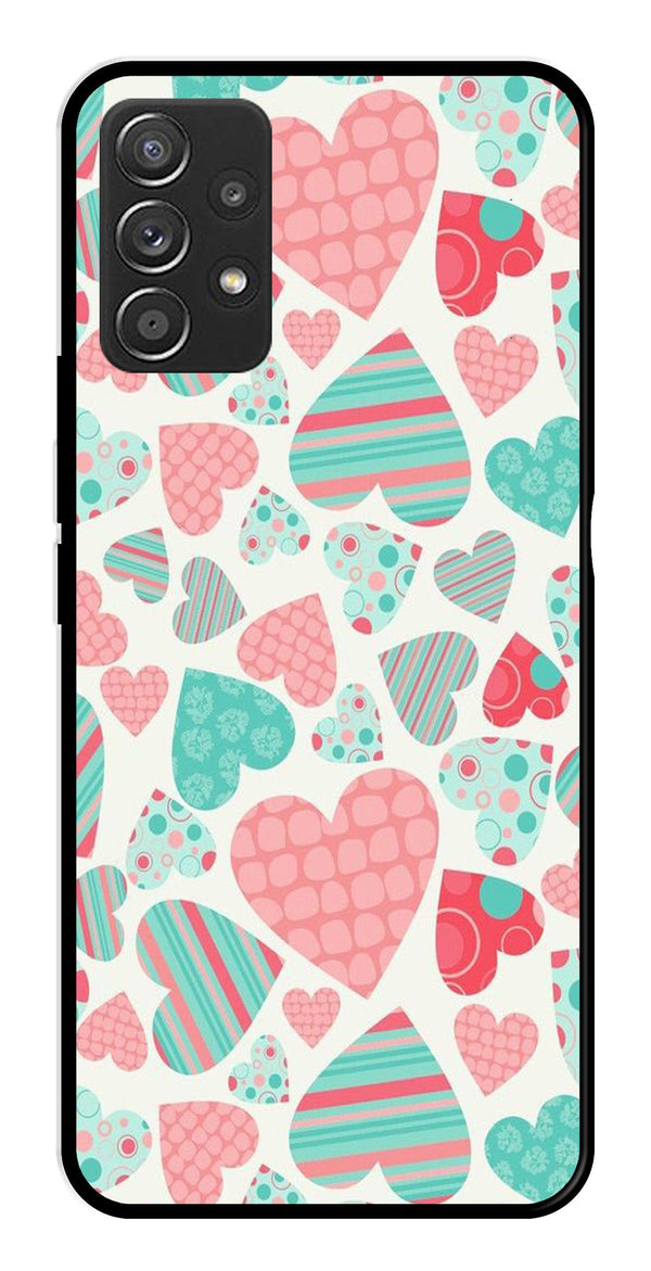 Hearts Pattern Metal Mobile Case for Samsung Galaxy A52 4G   (Design No -22)