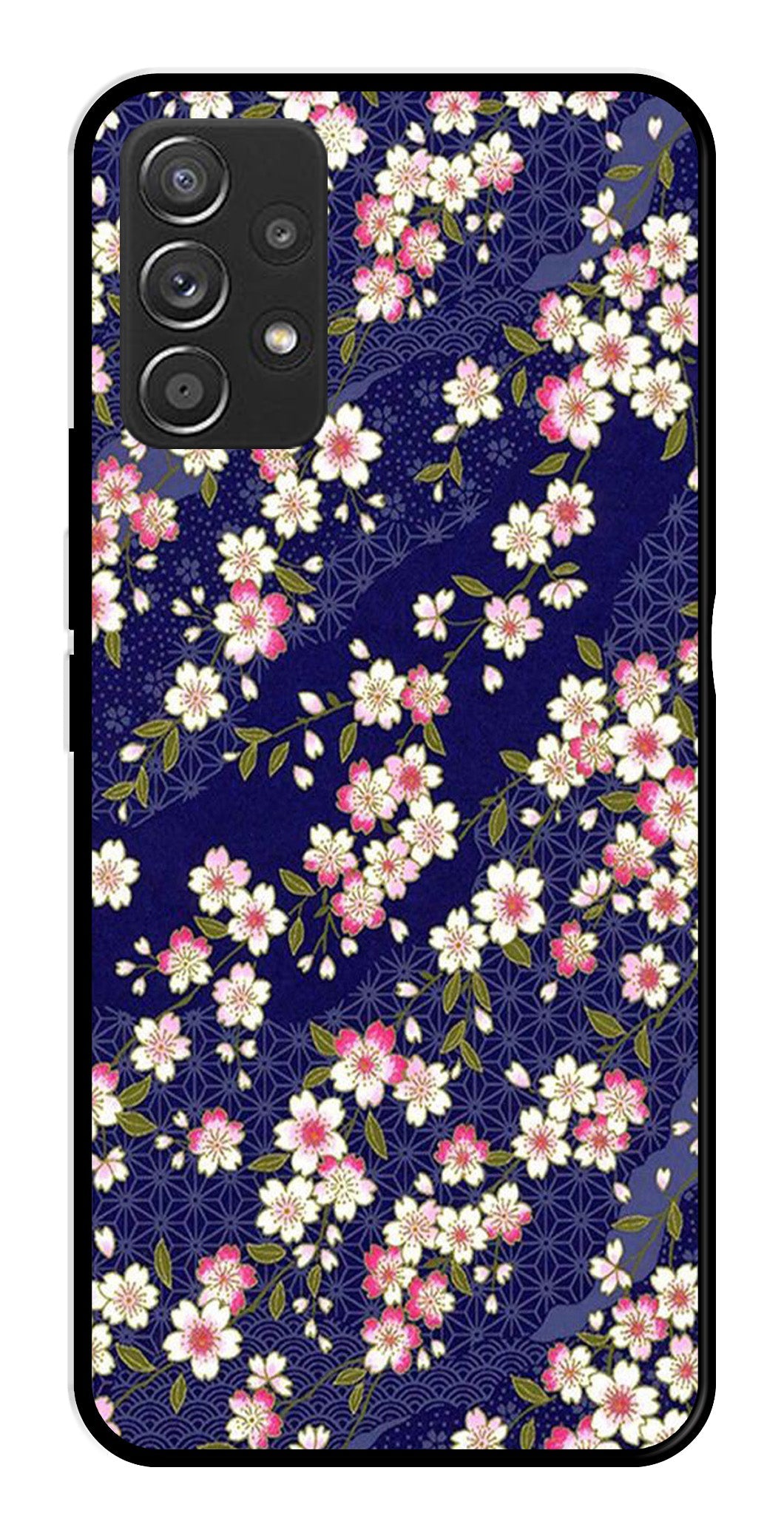 Flower Design Metal Mobile Case for Samsung Galaxy A52 4G   (Design No -25)