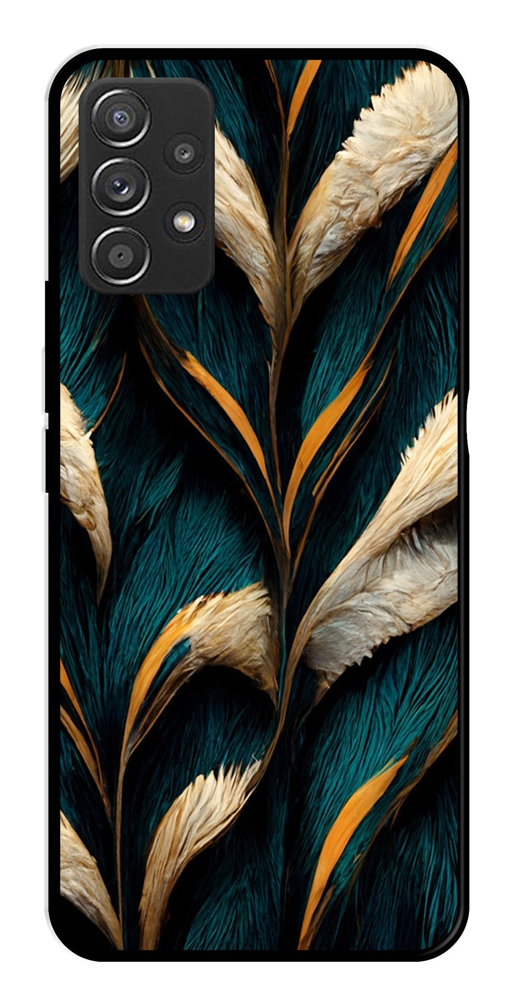 Feathers Metal Mobile Case for Samsung Galaxy A52 4G   (Design No -30)