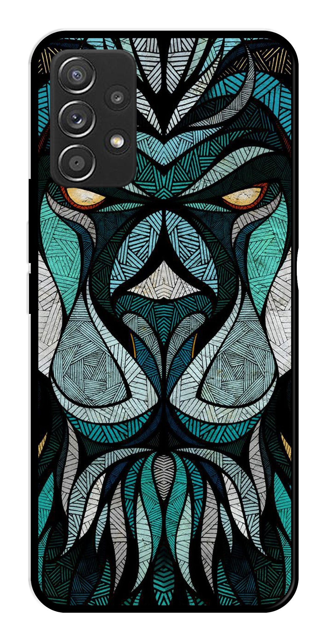Lion Pattern Metal Mobile Case for Samsung Galaxy A52 4G   (Design No -40)