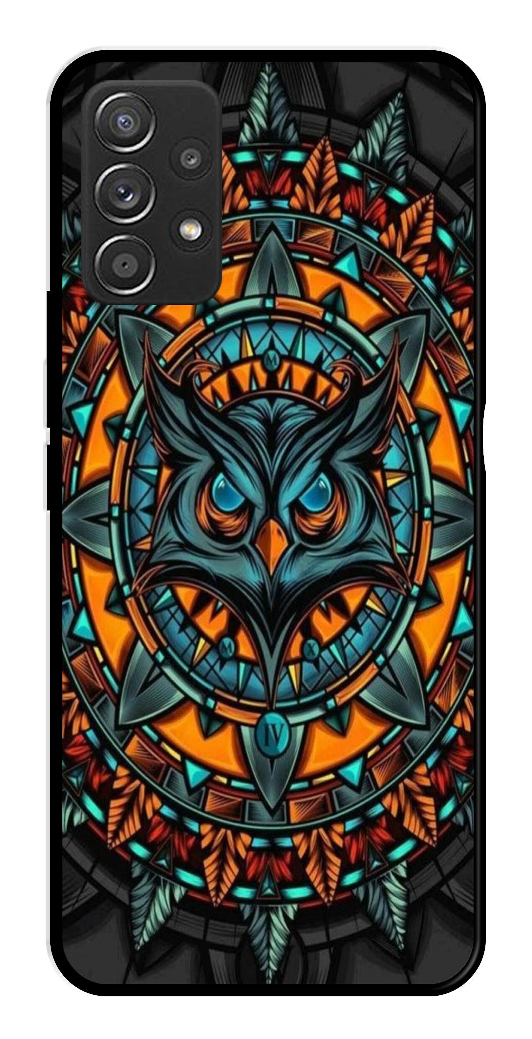 Owl Pattern Metal Mobile Case for Samsung Galaxy A52 4G   (Design No -42)