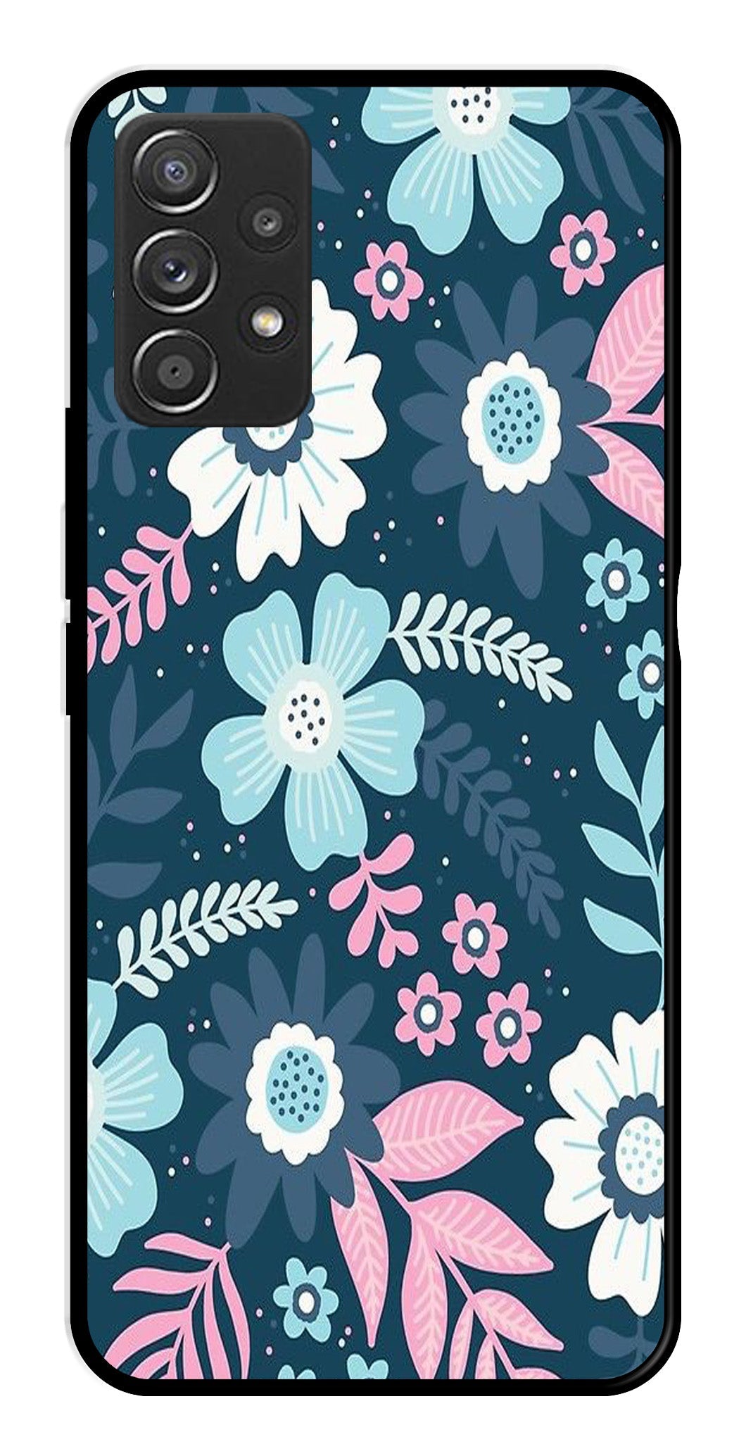 Flower Leaves Design Metal Mobile Case for Samsung Galaxy A52 4G   (Design No -50)
