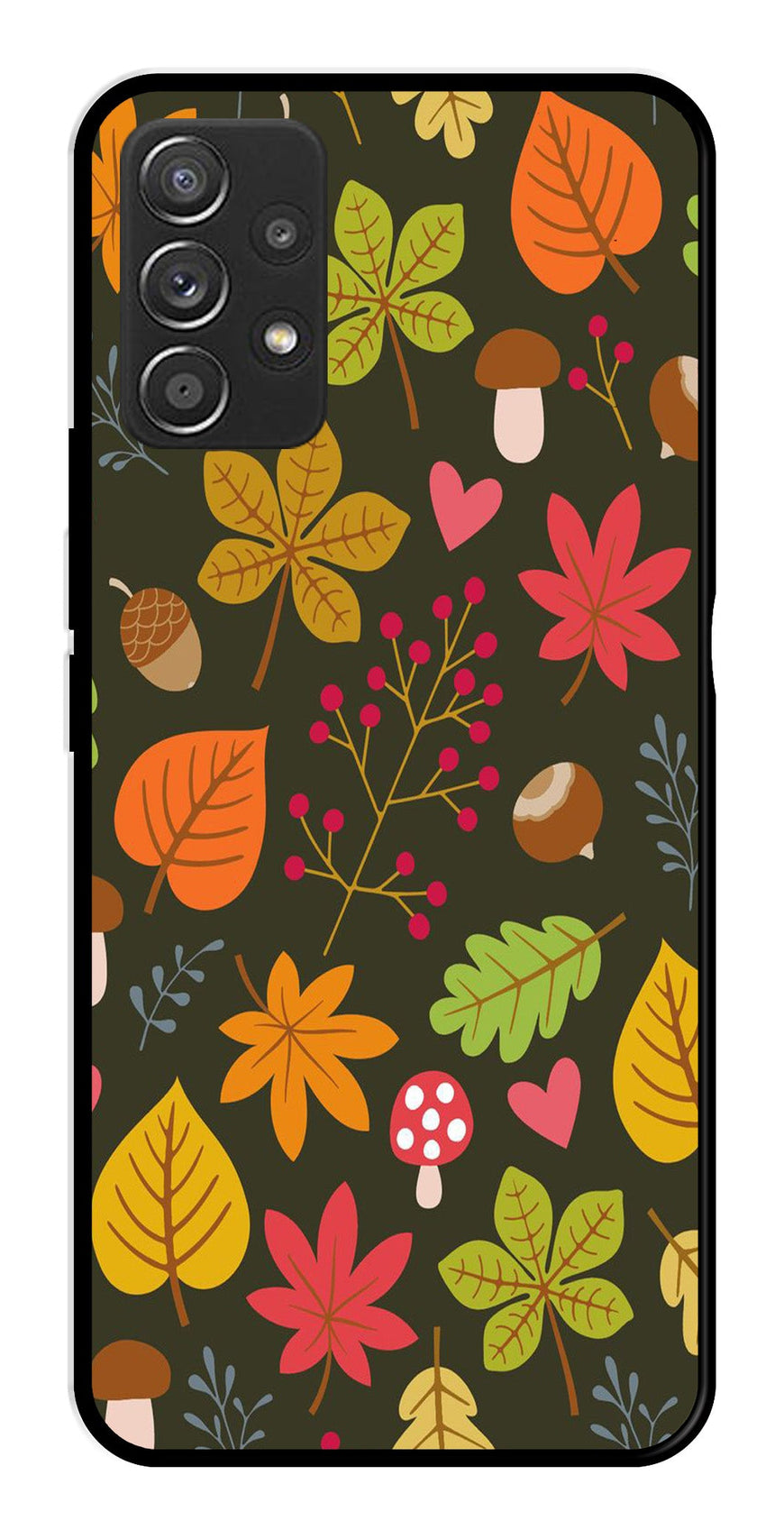 Leaves Design Metal Mobile Case for Samsung Galaxy A52 4G   (Design No -51)
