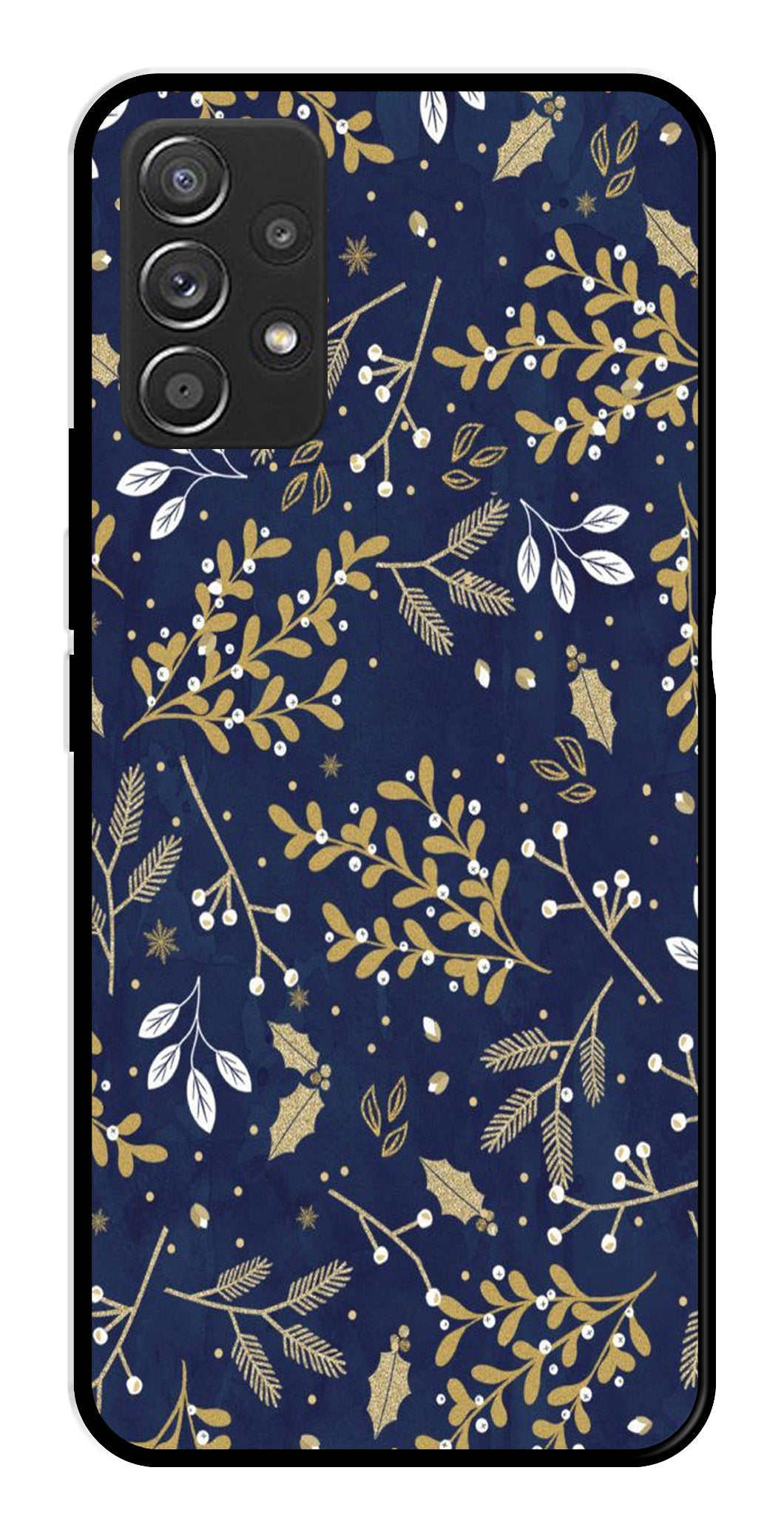 Floral Pattern  Metal Mobile Case for Samsung Galaxy A52 4G   (Design No -52)