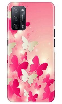White Pick Butterflies Mobile Back Case for Oppo A53s 5G (Design - 28)