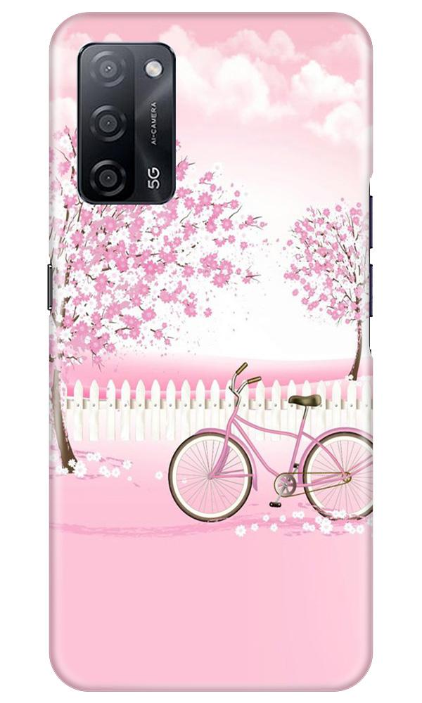 Pink Flowers Cycle Case for Oppo A53s 5G  (Design - 102)