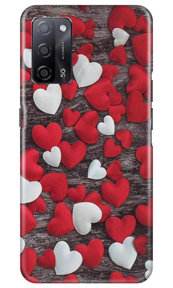 Red White Hearts Case for Oppo A53s 5G  (Design - 105)