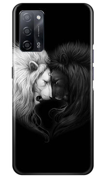 Dark White Lion Mobile Back Case for Oppo A53s 5G  (Design - 140)