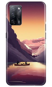 Mountains Boat Mobile Back Case for Oppo A53s 5G (Design - 181)