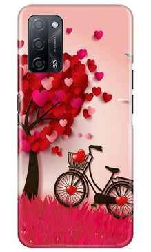 Red Heart Cycle Mobile Back Case for Oppo A53s 5G (Design - 222)