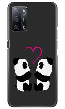 Panda Love Mobile Back Case for Oppo A53s 5G (Design - 398)