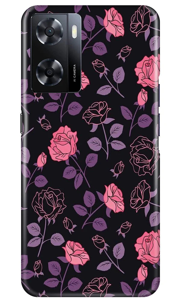 Rose Black Background Case for Oppo A57 2022