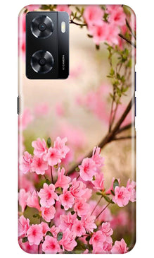 Pink flowers Mobile Back Case for Oppo A57 2022 (Design - 69)