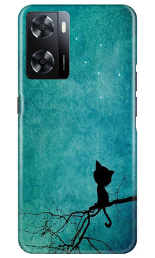 Moon cat Mobile Back Case for Oppo A57 2022 (Design - 70)