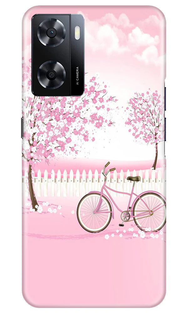Pink Flowers Cycle Case for Oppo A57 2022(Design - 102)