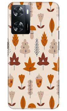 Leaf Pattern Art Mobile Back Case for Oppo A57 2022  (Design - 132)