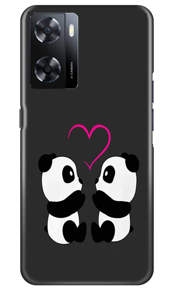 Panda Love Mobile Back Case for Oppo A57 2022 (Design - 355)