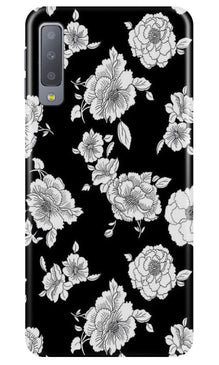 White flowers Black Background Case for Samsung M30