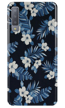White flowers Blue Background2 Mobile Back Case for Samung Galaxy A70s (Design - 15)