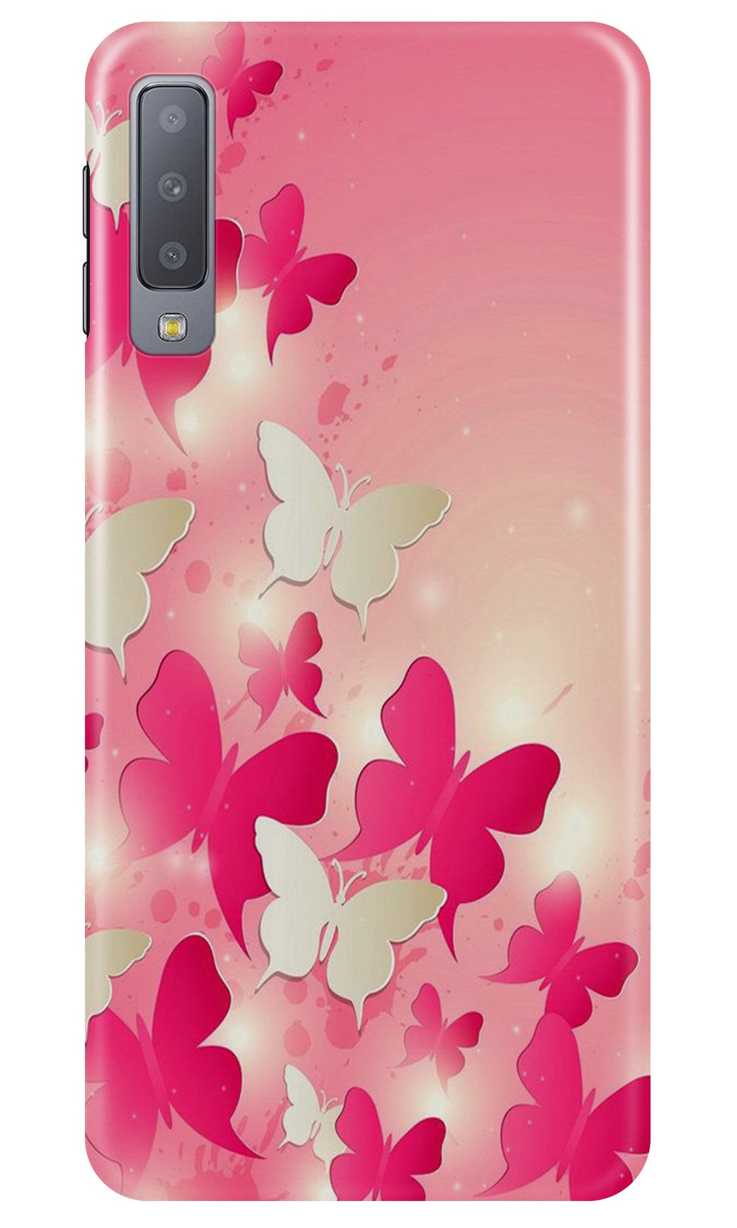 White Pick Butterflies Case for Galaxy A7 (2018)