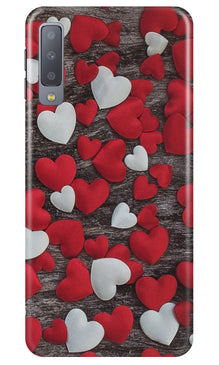 Red White Hearts Mobile Back Case for Samung Galaxy A70s  (Design - 105)