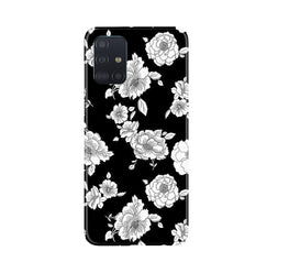 White flowers Black Background Case for Samsung Galaxy A71