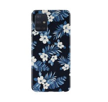White flowers Blue Background2 Mobile Back Case for Samsung Galaxy A71 (Design - 15)