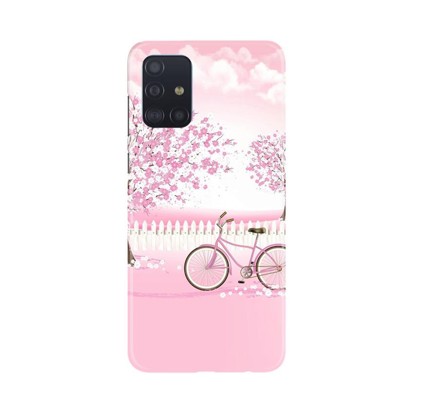 Pink Flowers Cycle Case for Samsung Galaxy A71(Design - 102)