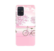 Pink Flowers Cycle Mobile Back Case for Samsung Galaxy A71  (Design - 102)