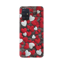 Red White Hearts Mobile Back Case for Samsung Galaxy A71  (Design - 105)