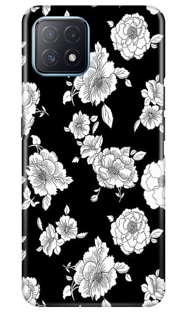 White flowers Black Background Case for Oppo A73 5G