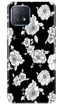 White flowers Black Background Mobile Back Case for Oppo A72 5G (Design - 9)