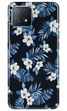 White flowers Blue Background2 Mobile Back Case for Oppo A73 5G (Design - 15)