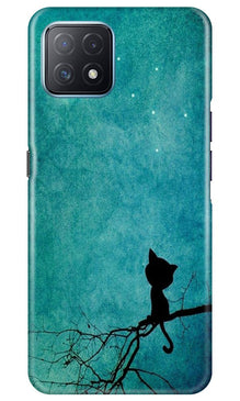 Moon cat Mobile Back Case for Oppo A73 5G (Design - 70)