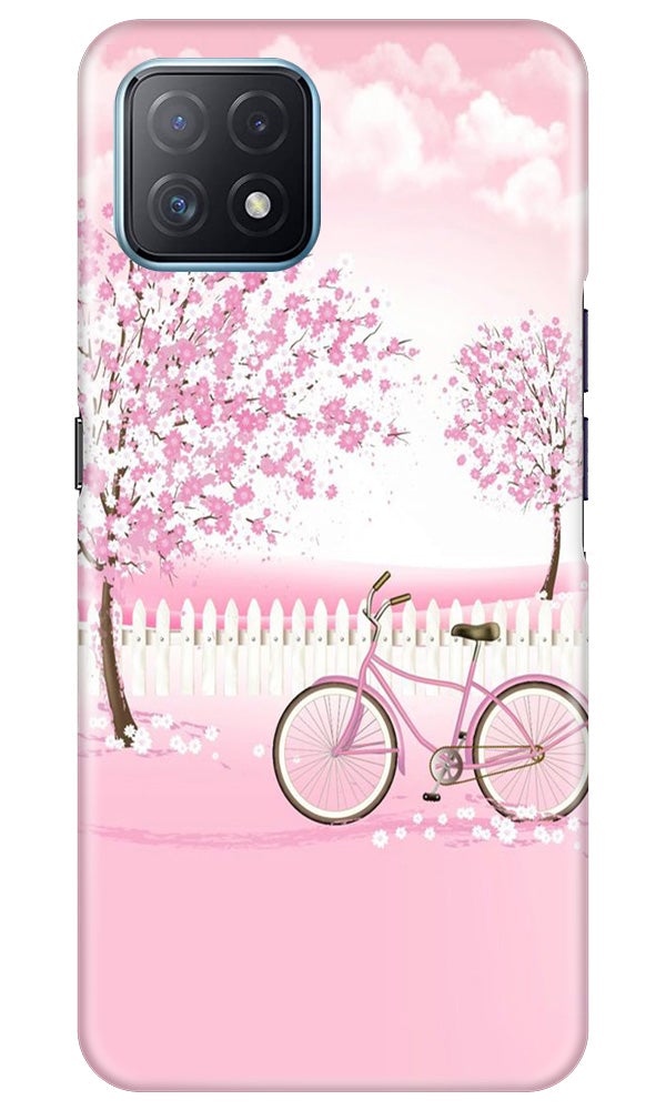 Pink Flowers Cycle Case for Oppo A73 5G(Design - 102)