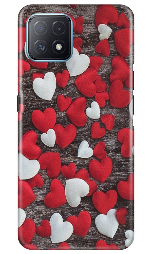 Red White Hearts Case for Oppo A73 5G(Design - 105)