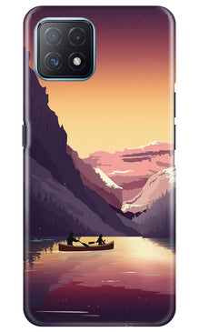 Mountains Boat Mobile Back Case for Oppo A73 5G (Design - 181)