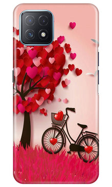 Red Heart Cycle Mobile Back Case for Oppo A73 5G (Design - 222)