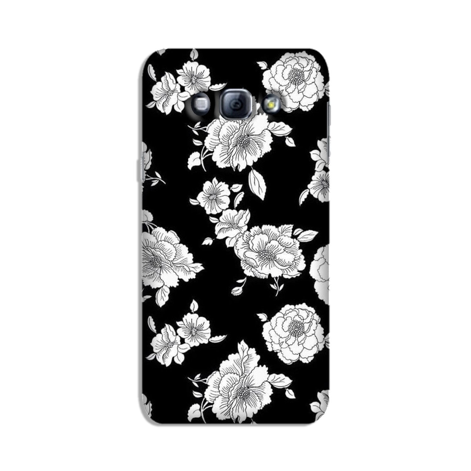 White flowers Black Background Case for Galaxy A8 (2015)